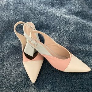 Pink & Blue kitten heel